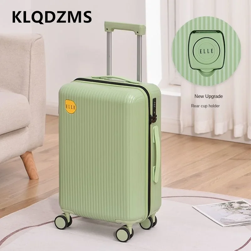 

KLQDZMS Rolling Luggage Travel Bag 20 Inch PC Boarding Case 24"26" Women Trolley Case Women Password Box USB Charging Suitcase