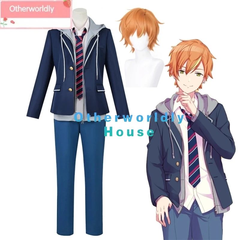 Wonderland Showtime Shinonome Akito Cosplay trajes para homens e mulheres, Feat colorido palco, uniforme escolar, Role Play Wig Suit