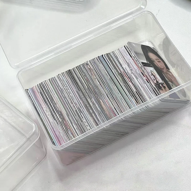 Transparent Flip Cotton Swab Storage Box Makeup Organizer Multifunctional Photocard Idol Cards Storage Containers Dustproof Box