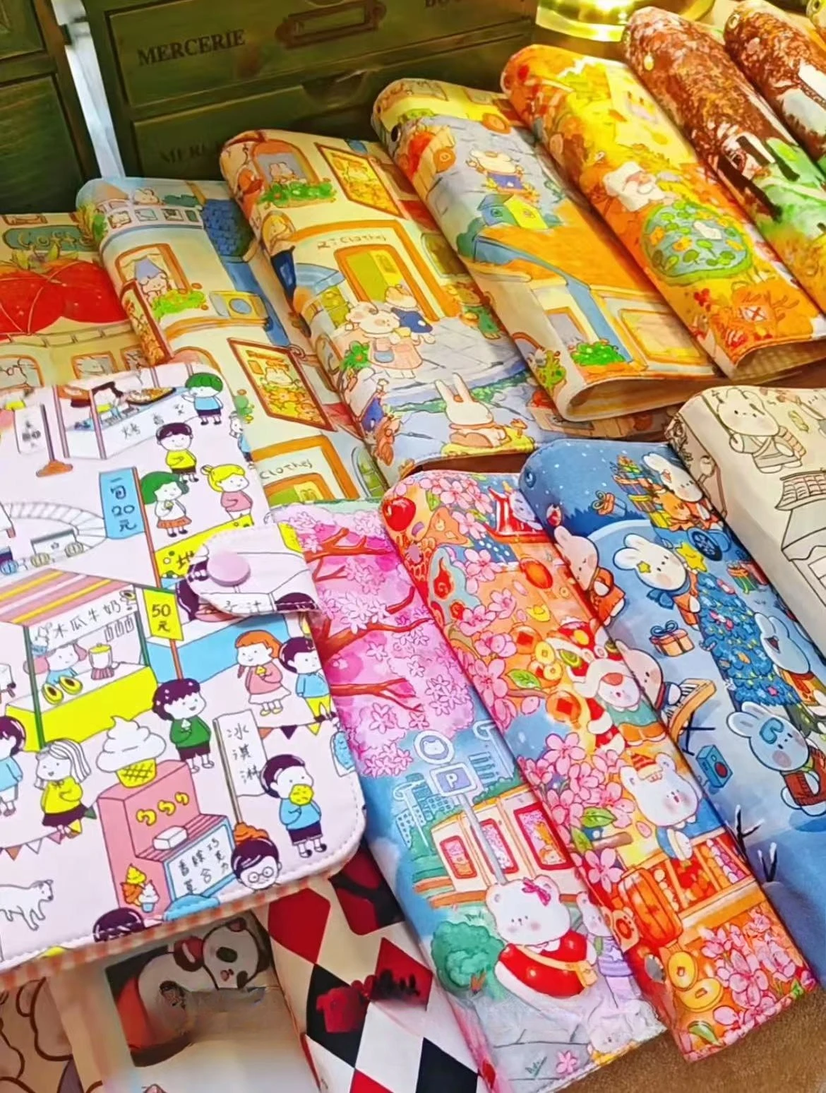 Kawaii Colorful Cartoon A5 Binder Journal Cover Fabric Handmade High-End Refillable Notebook Planner Scrapbook Photo Album