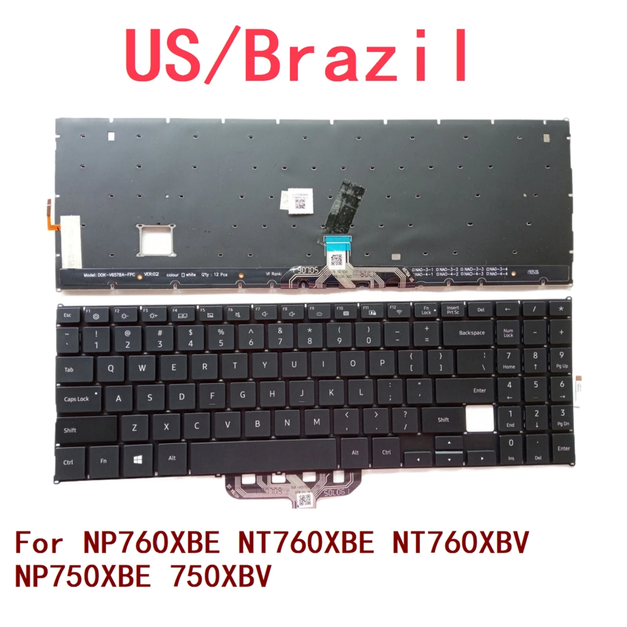 Nowa podświetlana klawiatura do laptopa Samsung NP760XBE NT760XBE NT760XBV NP750XBE 750XBV Notebook PC Zamiennik