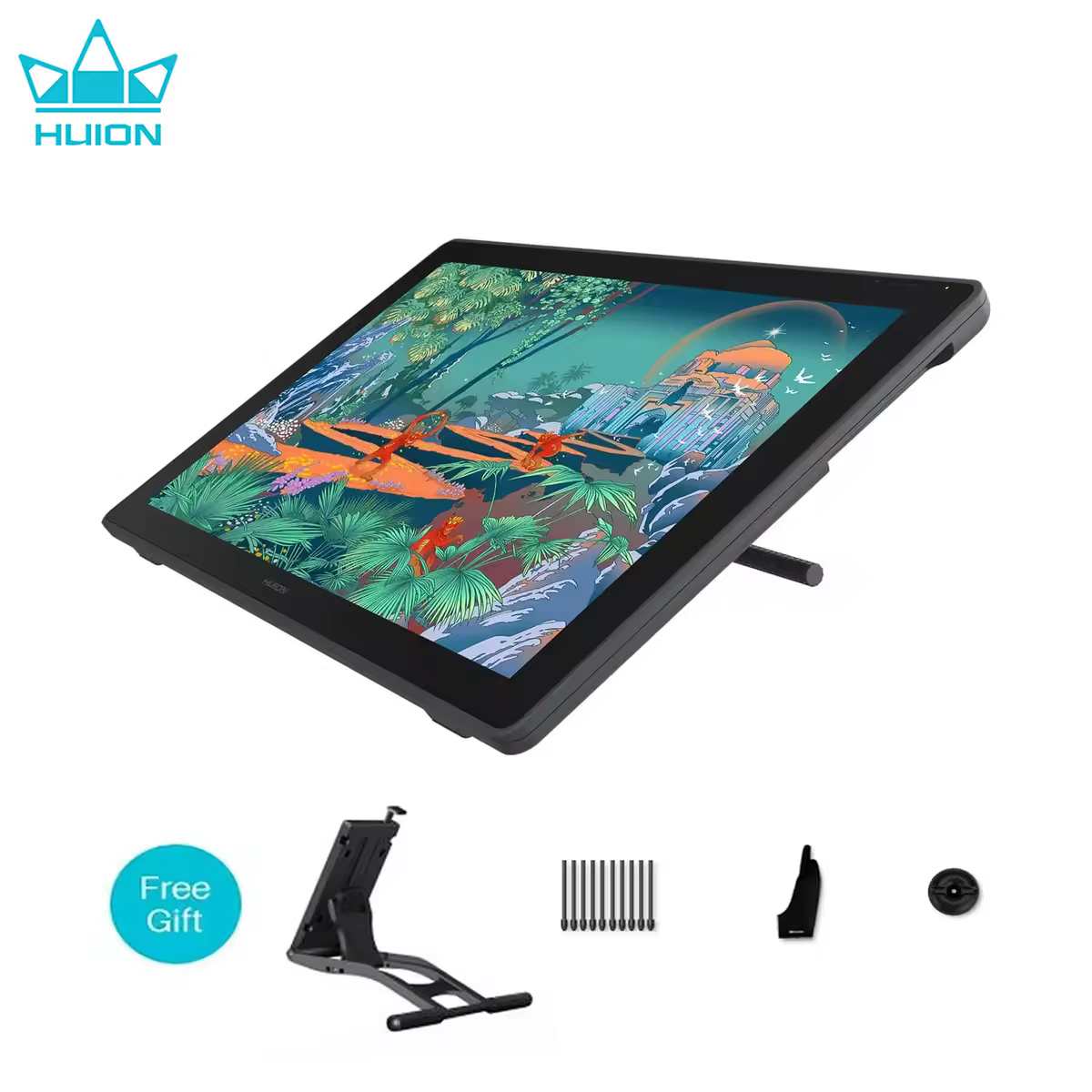 Mesa digitalizadora Huion kamvas 24 gráficos tablet monitor 23.8 Polegada tela qhd anti-reflexo filme de vidro caneta display com suporte android