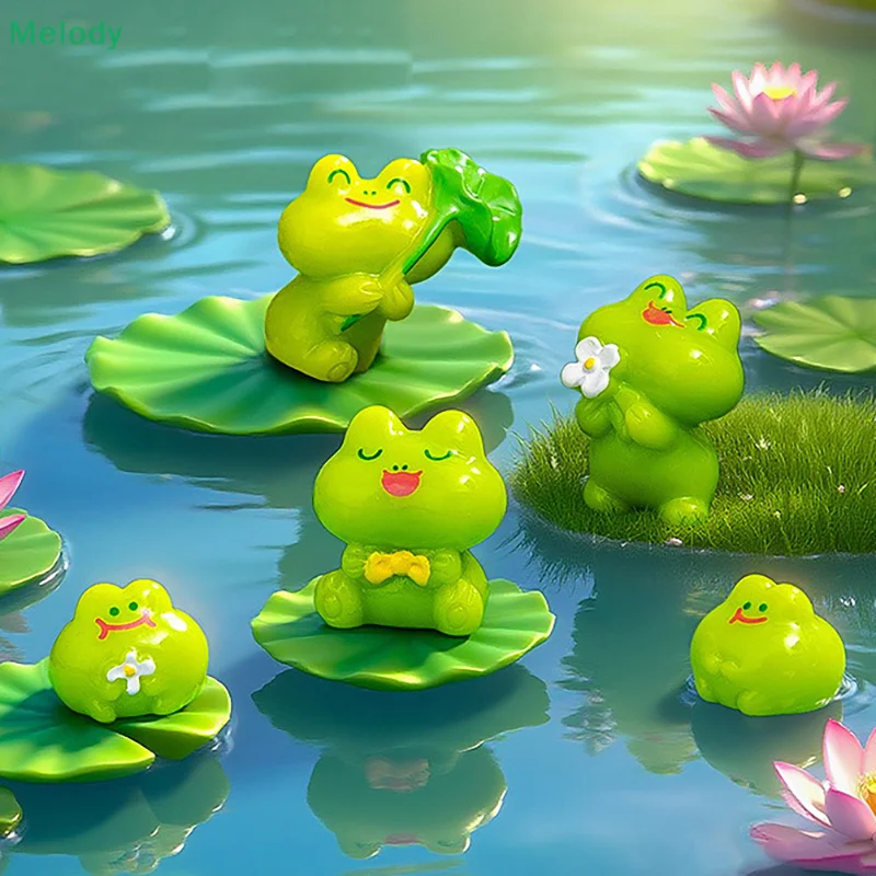 Cute Frog Figurine Set - Water-Floating Pond Decorative Toys for Garden Fish Tank Ornament