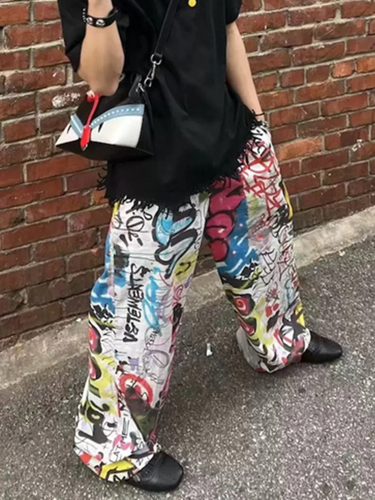 MIJKO جينز للرجال والنساء 2025 ملابس عصرية جديدة بنطال واسع الأرجل مطبوع ZJ107 #5