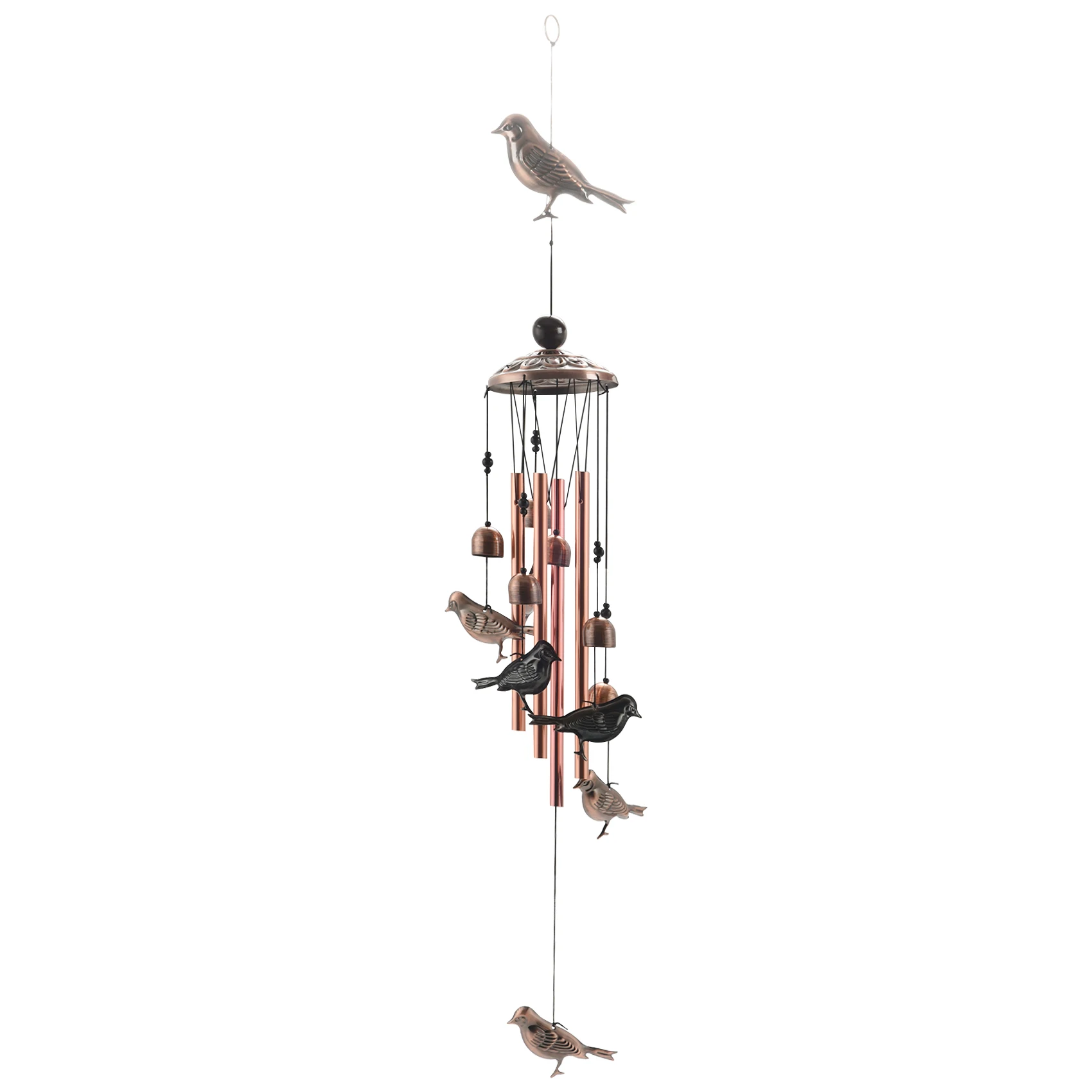

AC62-Bird Wind Chimes Waterproof Metal Wind Bells With 4 Aluminum Tubes 6 Bells Romantic Wind Chime For Home