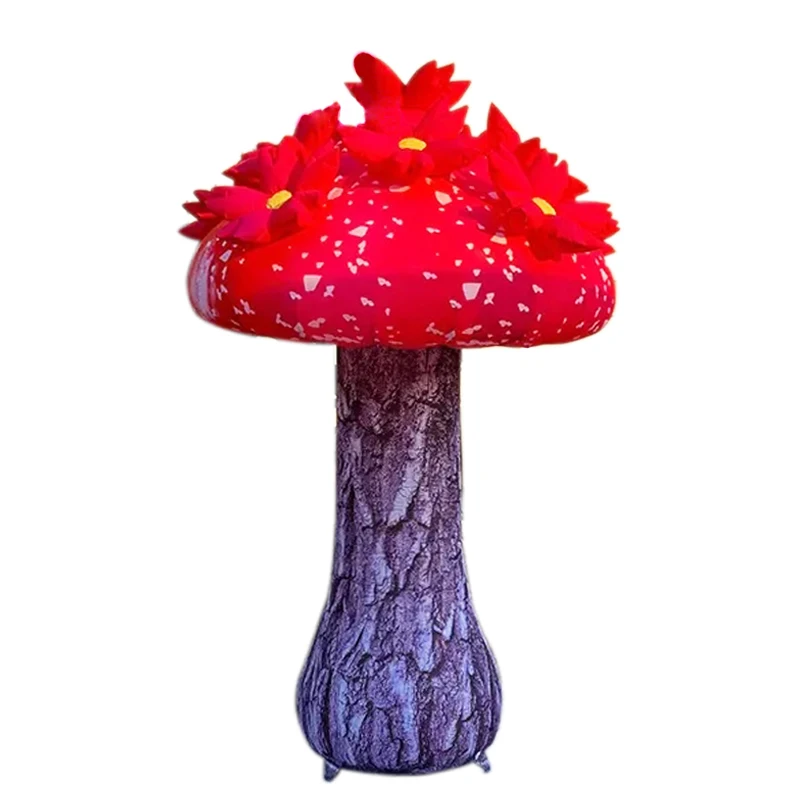 

Giant Inflatable Mushroom with Flowers Decorations with Led Lights for Theme Park, Event, Party, Stage Decoration