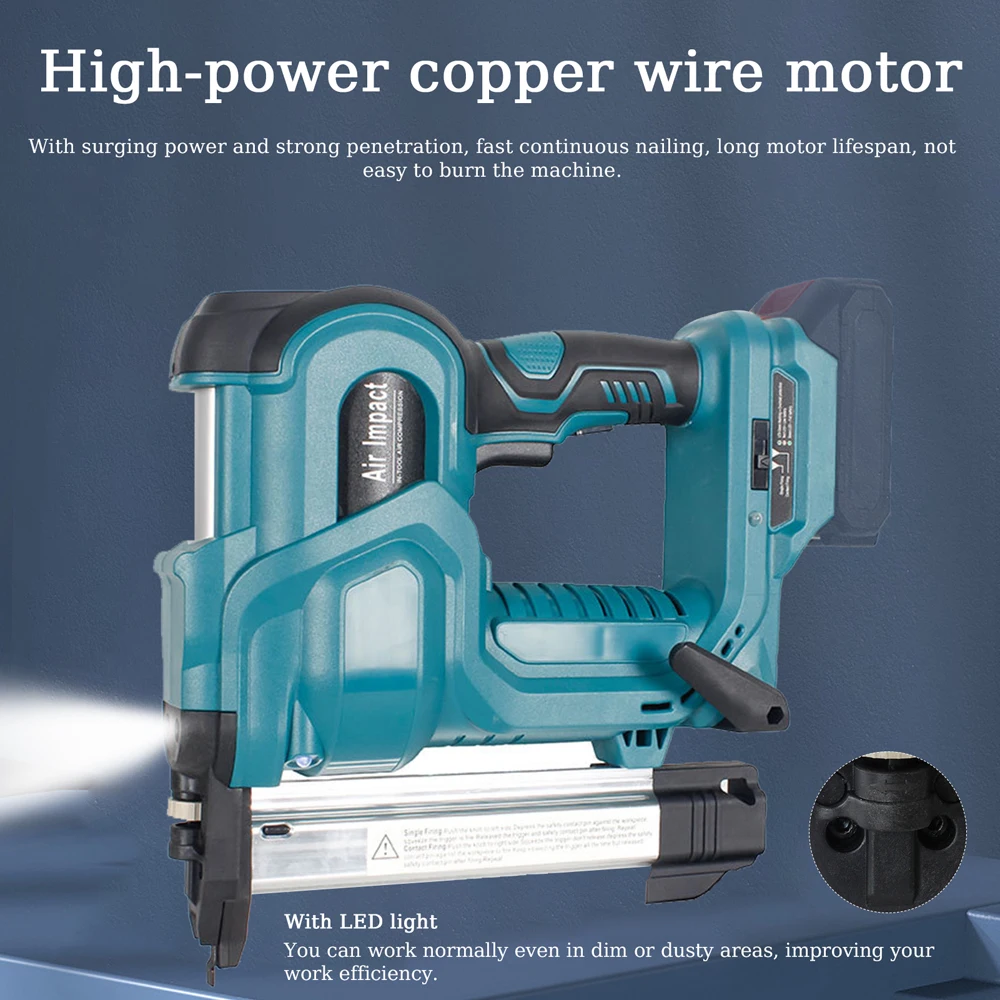 Electric Nailing Machine Cordless Nailing Machine Electric Stapler with 32mm and 50mm Nails Electric Nailer blue red view 3