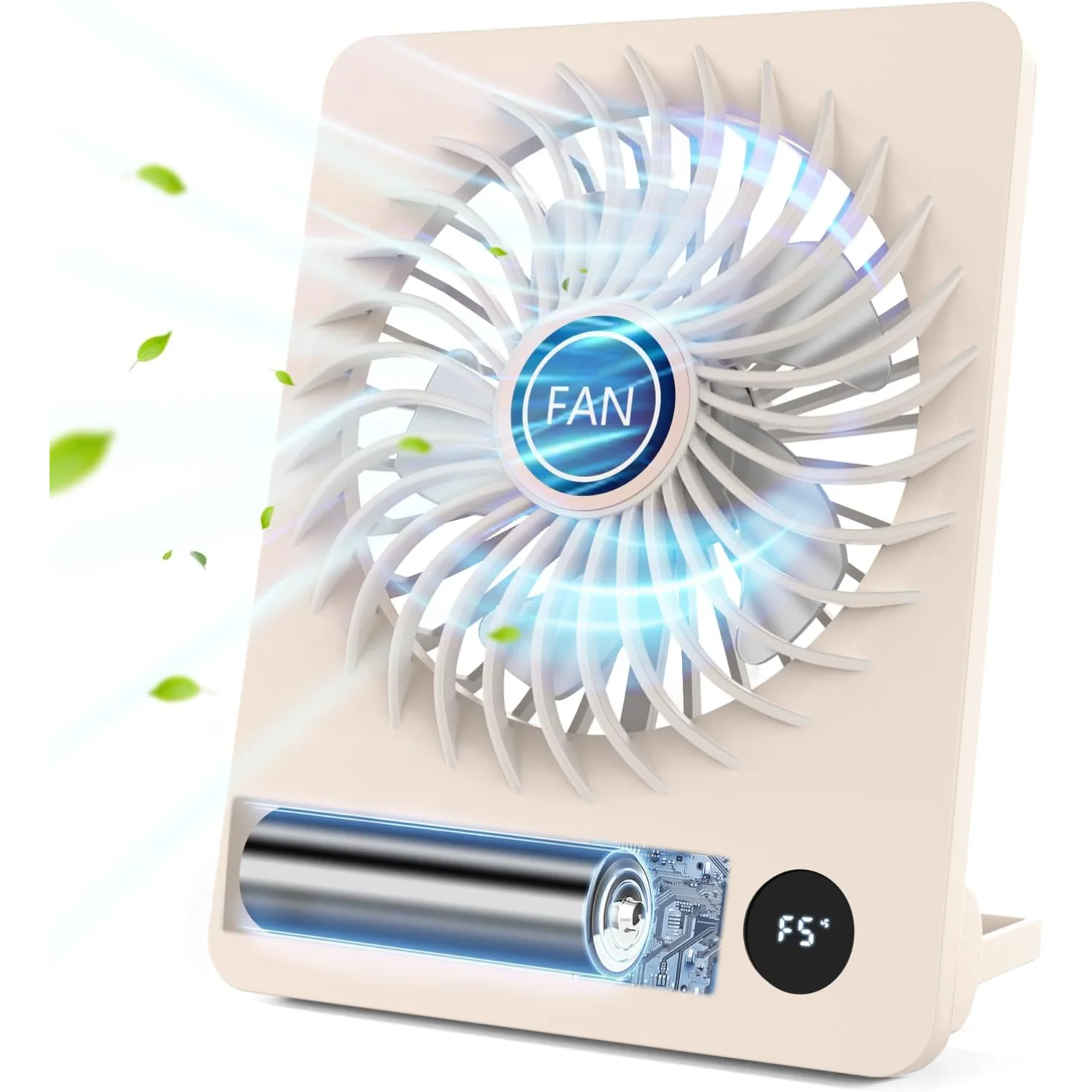 

Desk Fan, 5.5 Inch Personal Fan Rechargeable with 180° Foldable, 5 Speeds Ultra Quiet Table Fan with LED Display, Strong Wind P