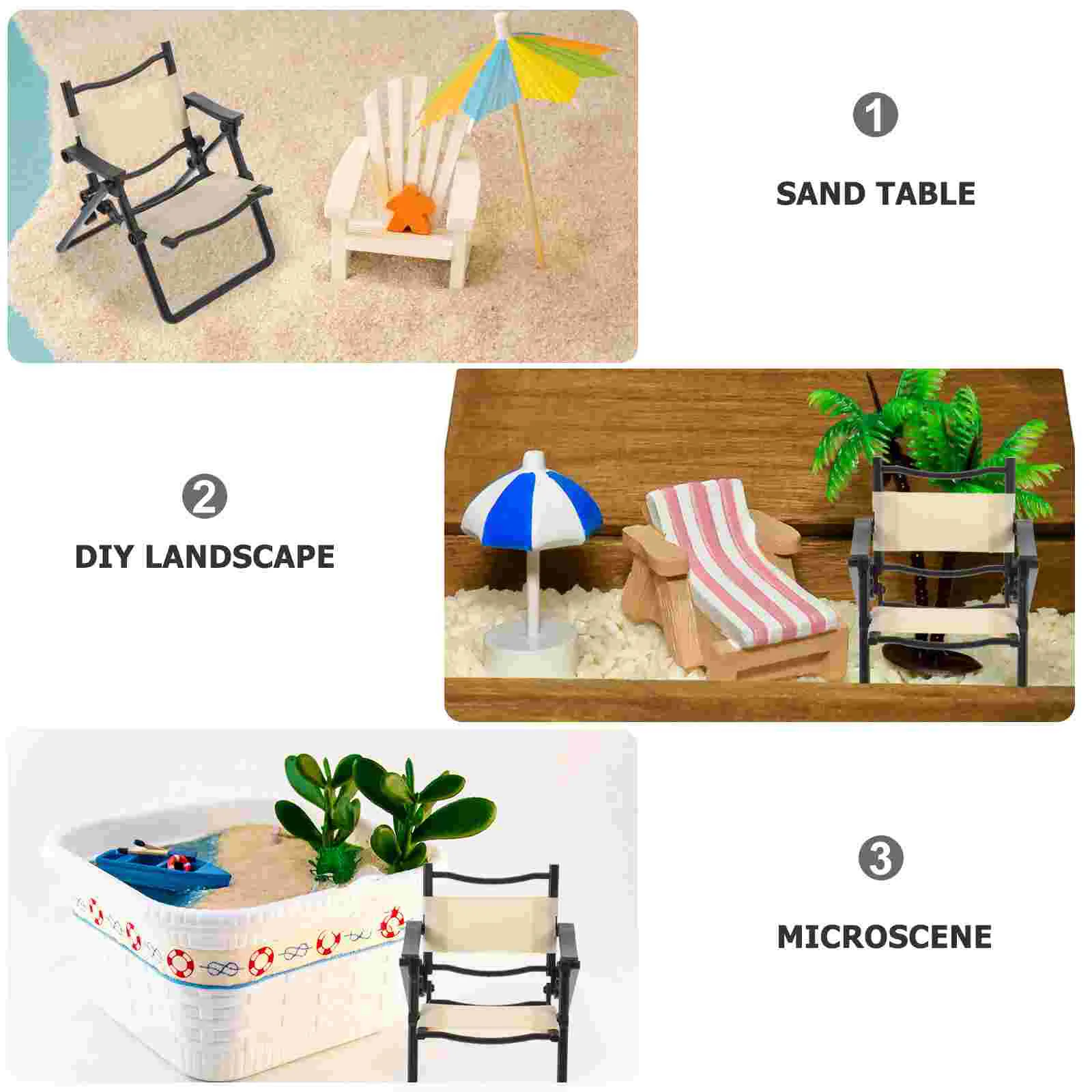 4-delige strandstoel mini opvouwbare miniatuur decor micro landschap huis model meubels prop stoelen voor feestevenementen