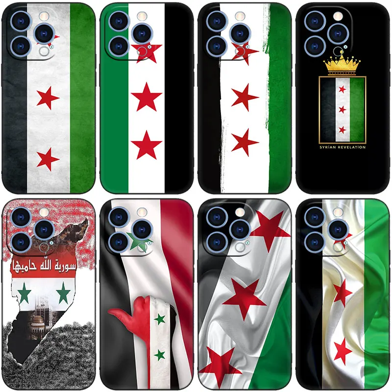 Syrian Syria Flag Phone Case For Apple iPhone 14 13 12 Mini 11 Pro XR X XS MAX 6S 7 8 Plus 5S SE 2020 2022 Black Cover