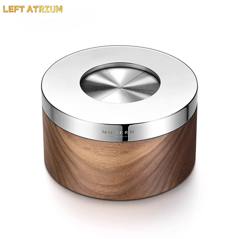 Stainless Steel Ashtray Fashion Home Decoration Creative Personality Trend Closed Lid Anti-fly Ash Gift Household Goods