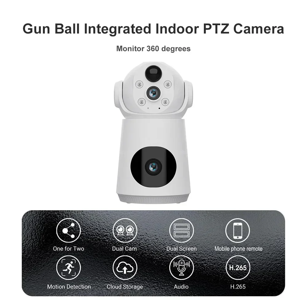 8MP V380pro APP Dual Lens Screen Low Consumption Full Color Wireless PTZ Intercom IP Dome Cam AI Humanoid Detection CCTV Monitor