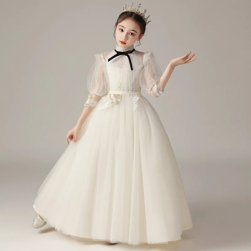 Children Clothing Green Dress for Girls 3 To 14 Year Elegant Formal Evening Dresses Long Luxury Cute Kid Wedding Party Ball Gown