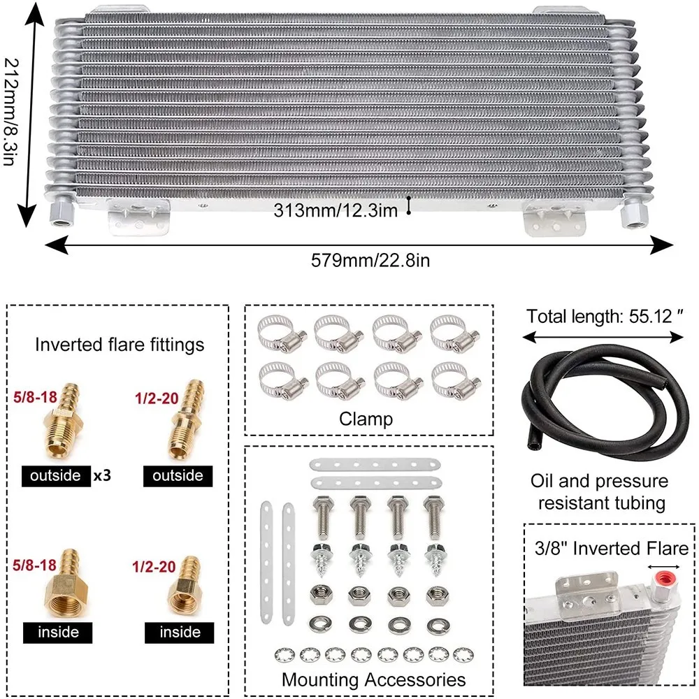  LPD47391 Heavy Duty Transmission with Mounting Hardware Performance Oil Cooler Low Pressure Drop Transmission Oil Cooler