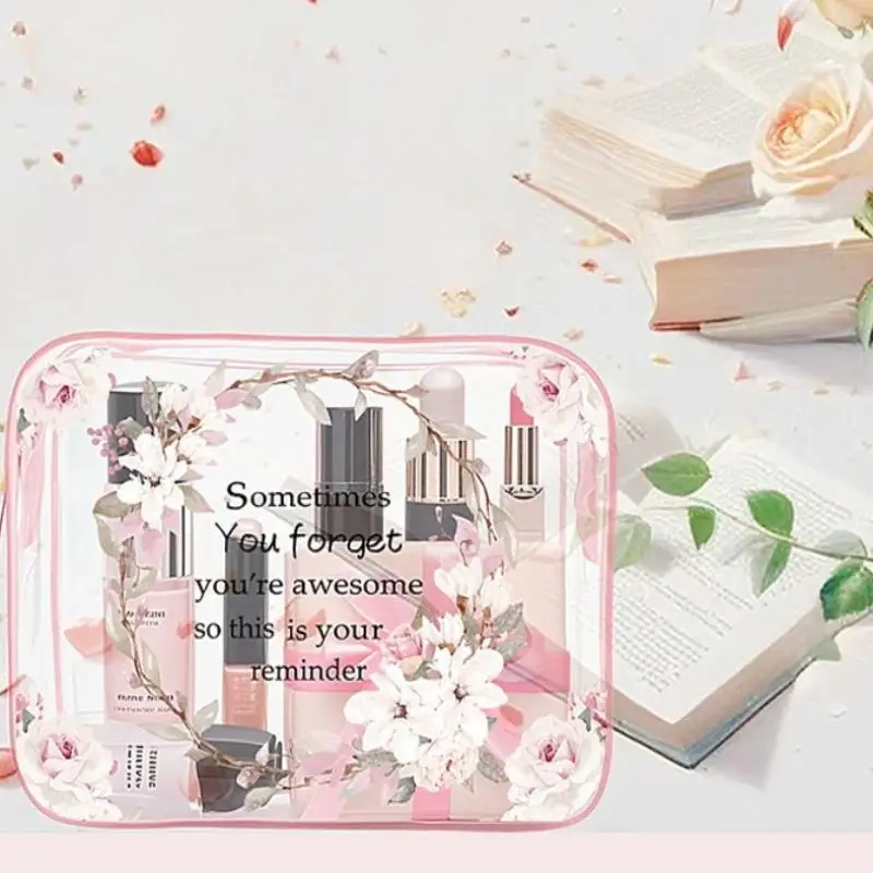 Exquisite Prints PVC Transparent Makeup Bags Travel Portable Cosmetic Large Capacity Organizer Women's Cosmetic Bag Wash Bag