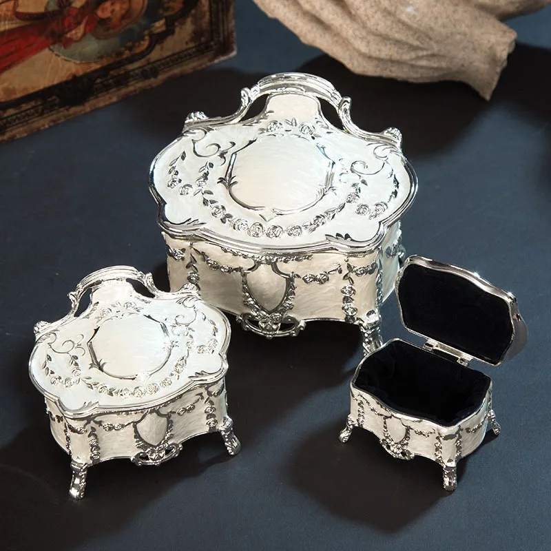 European High-footed Exquisite Jewelry Box Storage Jewelry Dressing Table Exquisite Ornament Birthday Gift Storage Box קופסה