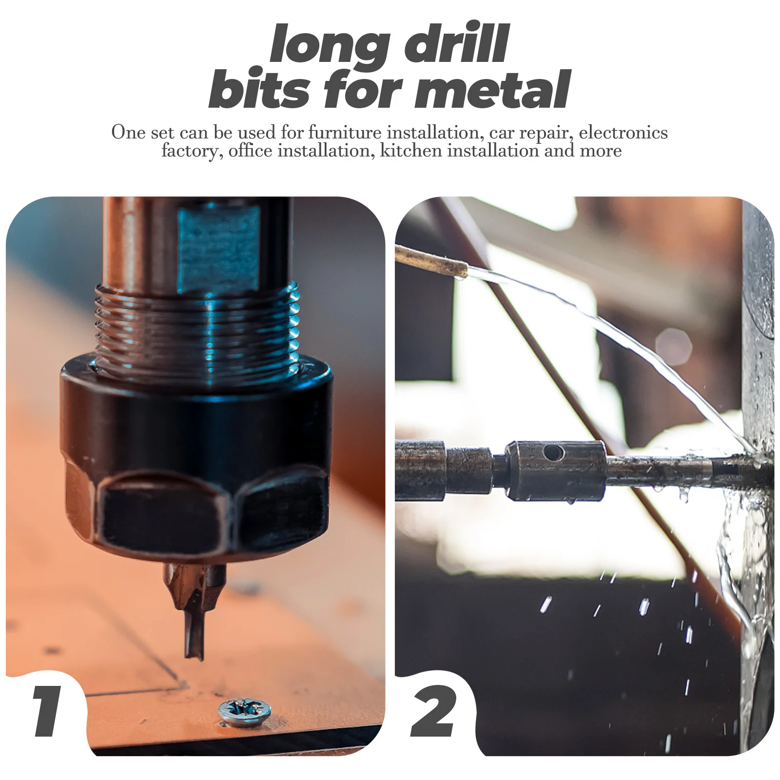 

1Set Hexagonal Drill Bit Set Assortment Multipurpose Long Hardened Metal Drill Bits for Furniture Installation Car Repair DIY