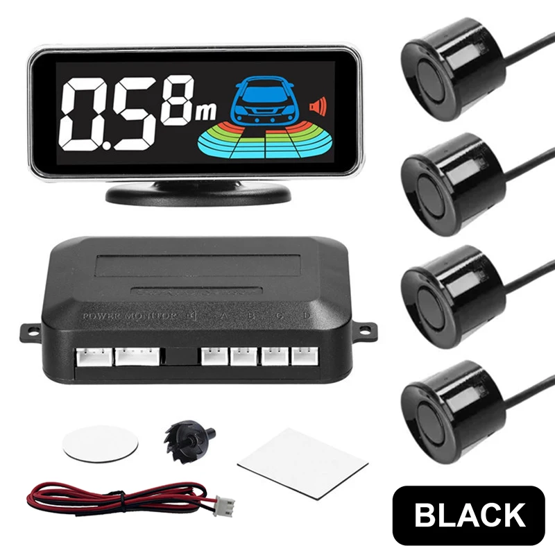 Car Reversing Radar 4 Sensors Car Parktronic LED Parking Radar Monitor Detector System Parking Display Obstacle Distance Alarm