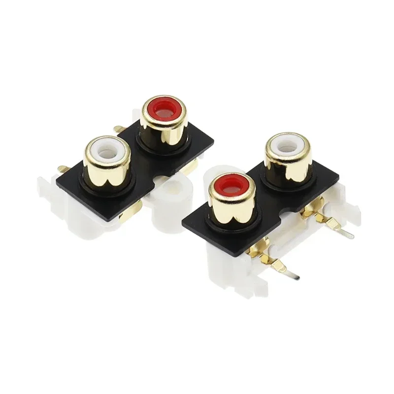 50/100Pcs/lot RCA-210 AV2-8.4-10 Vertical Pin RCA With Core Socket, 2-Hole Audio Socket, PCB Welded Lotus Socket Connector