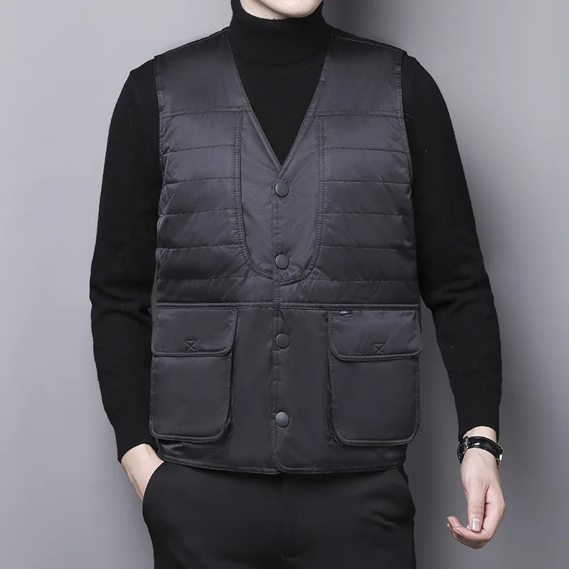 

Autumn and Winter Men's Outdoor Sports Thickened Middle-aged Black Vest