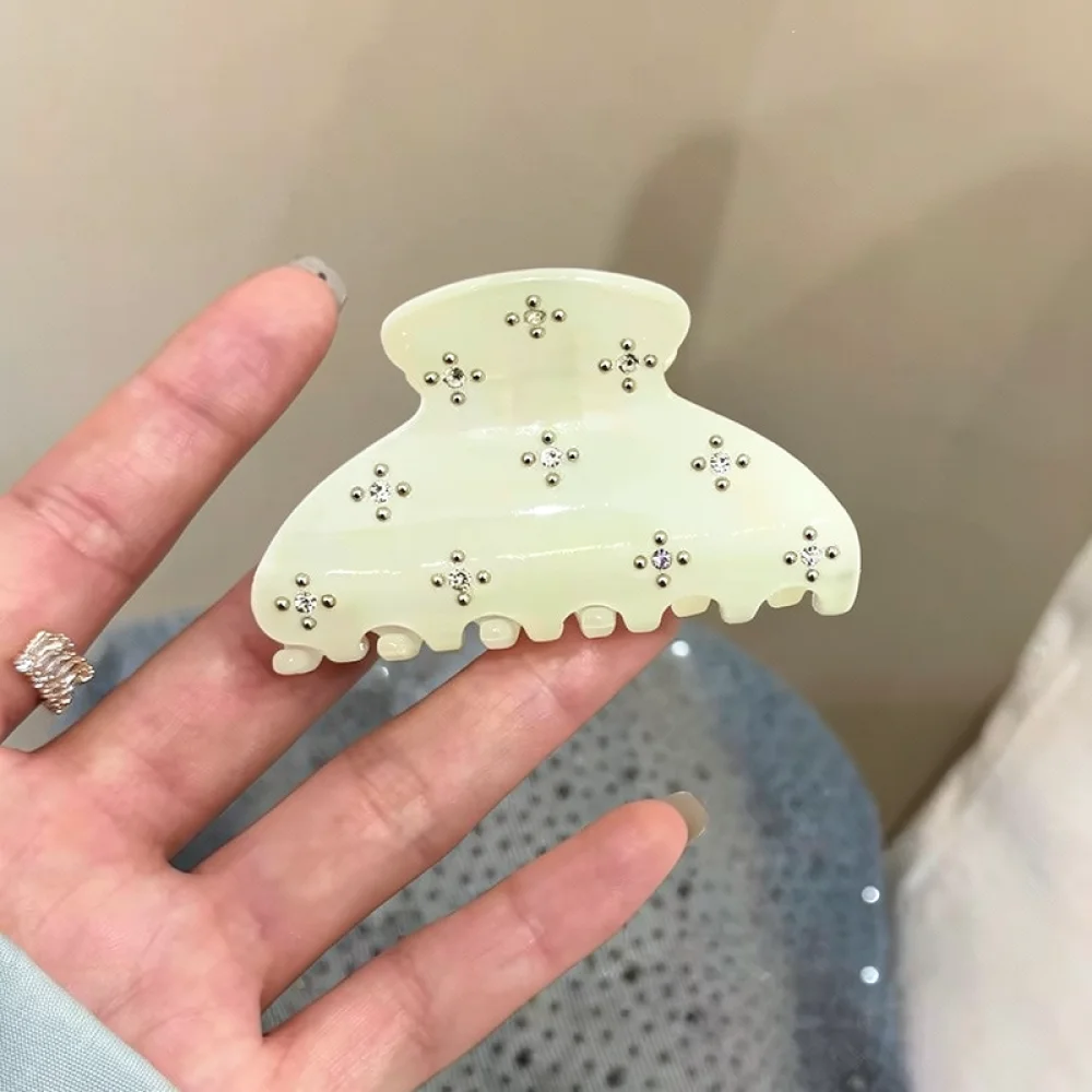 Exquisite Rhinestone Hair Claw Minimalist Geometric Design Trendy Shark Clip Sophisticated Accessory For Women Daily Hairstyle