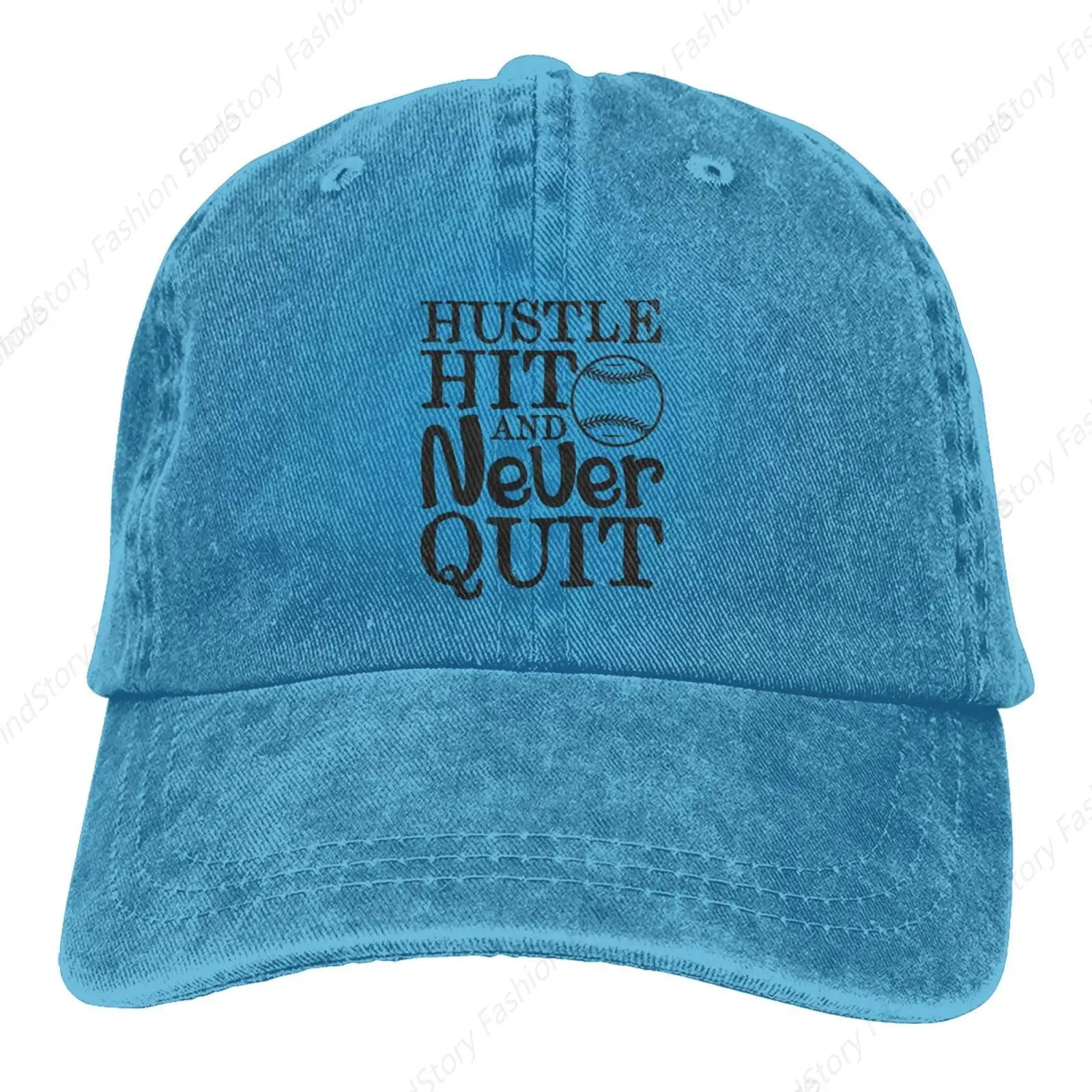 Hustle Hit and Never Quit Czapka z daszkiem Trucker Denim Golf Dad Hat Bawełna Regulowana Wędkarstwo Codzienne Sporty na świeżym powietrzu Podróże