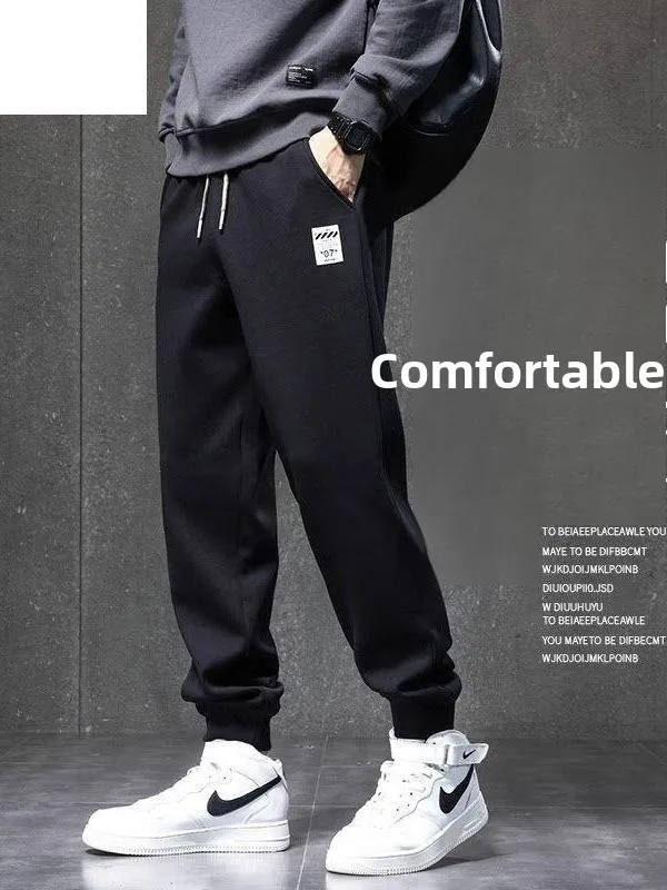 

Loose Knitted Men's Sport Pants Spring Autumn New Sle Casual Trendy Long Trousers Elastic Waisand ket Detail
