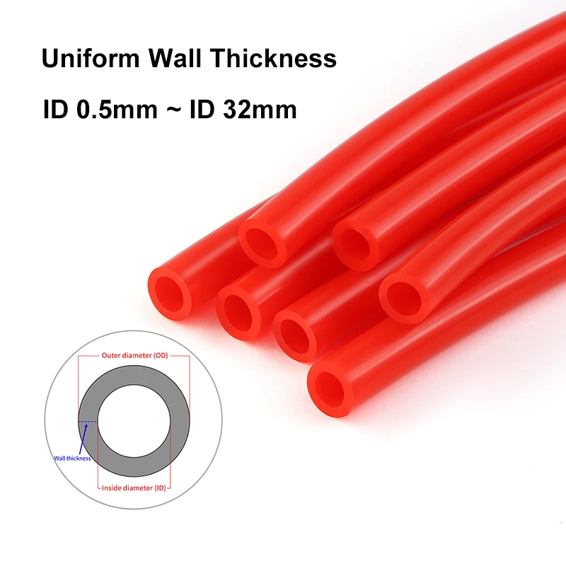 1 - 10m Red Food Grade Hoses Diameter 0.5mm ~ 32mm Non-Toxic Soft High Temperature Resistant Drink Water Flexible Silicone Tube