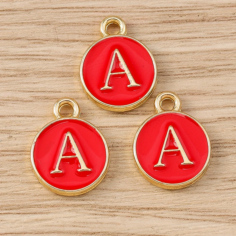 10 Stück 11x14mm Niedliche Emaille-Buchstabenanhänger A-Z für Schmuckherstellung, Ohrringe, Anhänger, Halsketten, DIY-Bastelbedarf – Detail 3