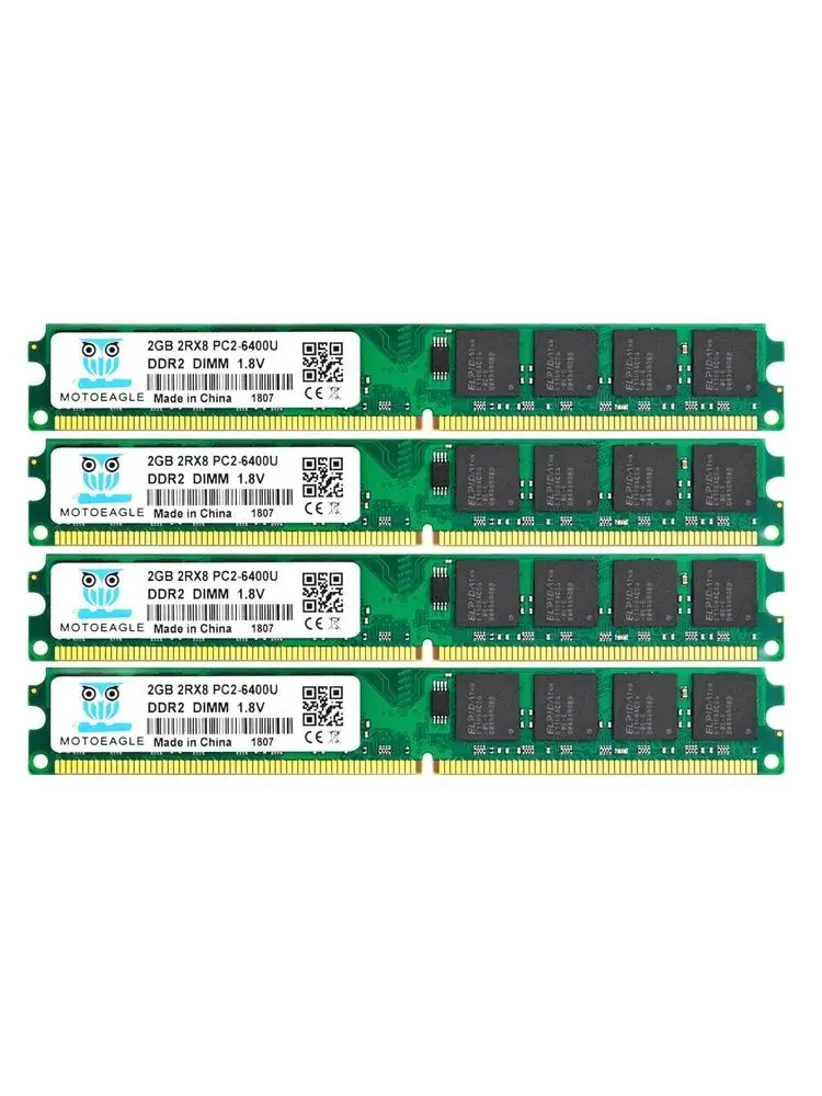 

MOTOEAGLE Small DDR2 2G PC2 5300U 6400U Desktop Memory RAM for PC DIMM 1.8V 667MHz 800MHz Computer Memory