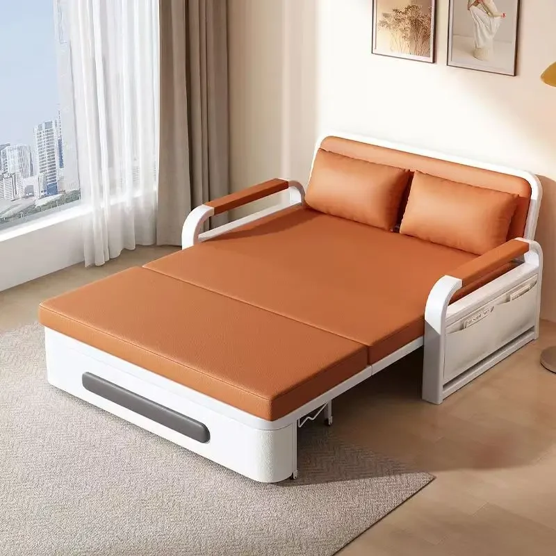 Multifunctional Pull Out Sofa Bed Double Living Room Furniture L Shape Sofa Beds With Storage Modern Fabric Carton Minimalist