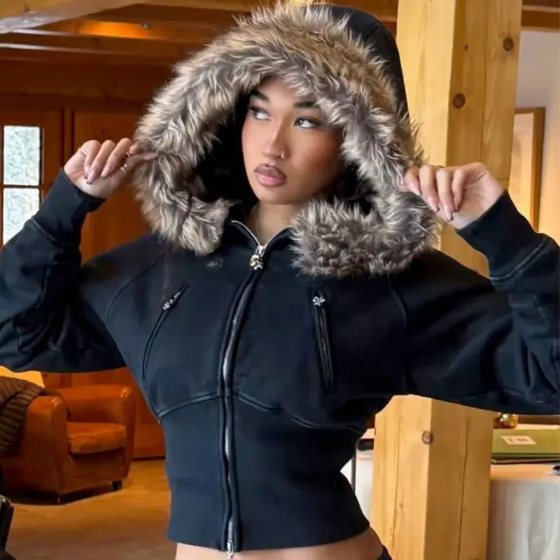 

толстый à capuche à fermeture корпораlair, imprimé Xo Exchange Torinoin, fourrure, coupe cintrée, à la mode, coupe cintrée, толстовка à fer