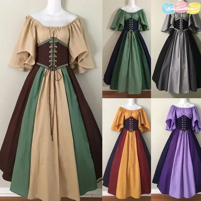 

CosplayMedieval Costume for Women Halloween Corset Gothic Renaissance Dress Plus Size Flare Sleeve Ball Gown Cosplay Clothes