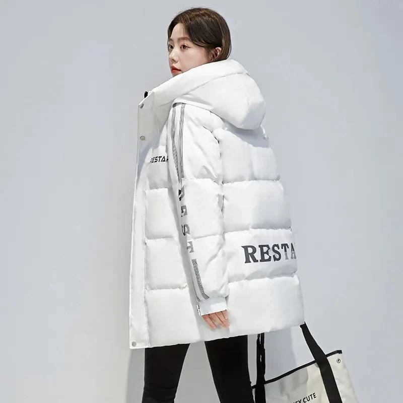 면 패딩 재킷 여성 롱 2025 겨울 신상 남성 다운 코트 여성 파카 한국 스타일 루즈핏 아우터 후드 따뜻한 겉옷 탑