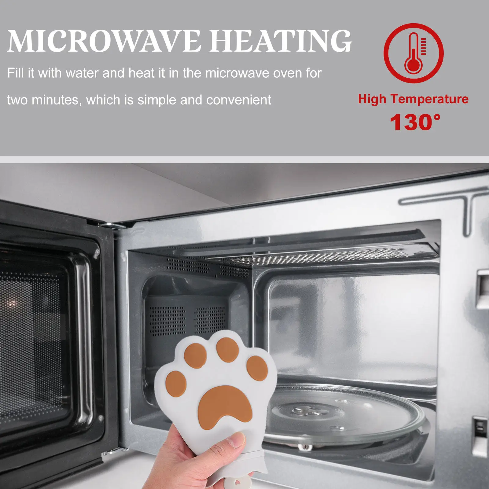 

1Set Cat Paw Hot Water Bottle Silicone Water Injection Hand Warmer with Cloth Cover Winter Thermal Insulation Warm Bag for Gift