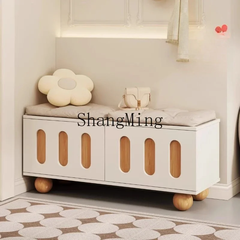 

SM Cream Wind Shoe Change Stool Door Household Home Entry Can Sit Shoe Cabinet Integrated Door Wear Shoe Stool