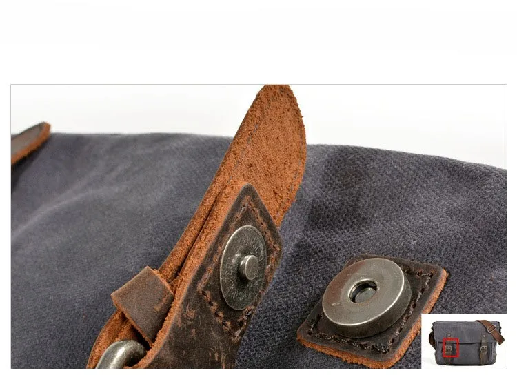 Vintage Herren Outdoor Casual Umhängetasche Canvas Single Shoulder Umhängetasche Herren Anti-Splash Oil Wax Vintage Umhängetasche – Detail 6
