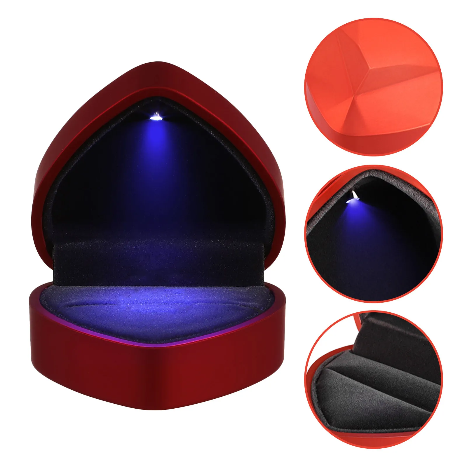 

2Pcs Heart LED Ring Box Elegant Proposal Jewelry Holder Lighted Engagement Case Wedding Anniversary Valentine Heart Box