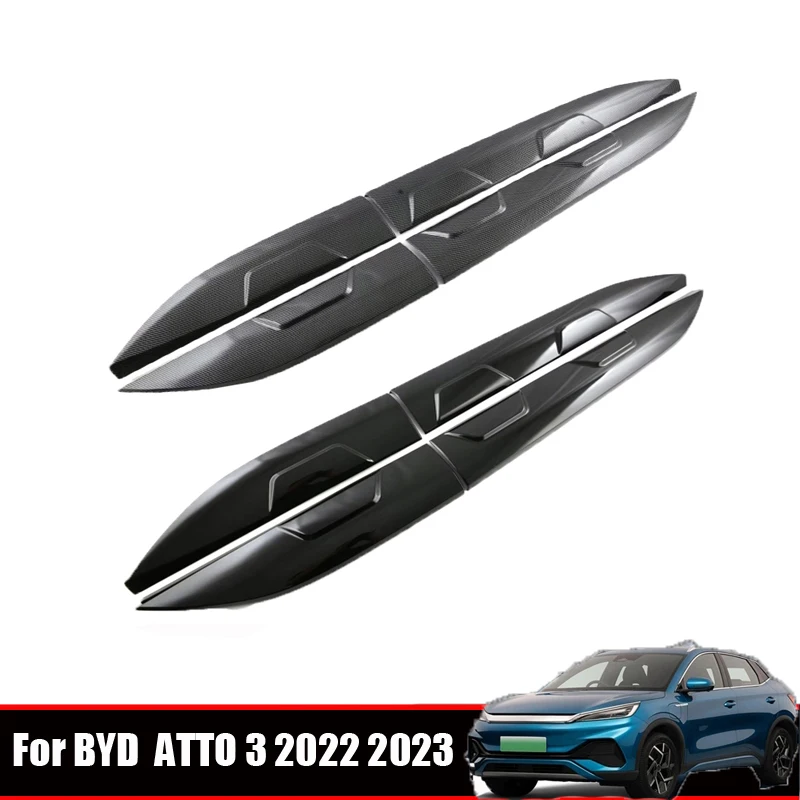 For BYD YUAN PLUS ATTO 3 2022 2023 black carbon Car Side Door Body Molding anti-scratch Protector Side Strips Trim accessories