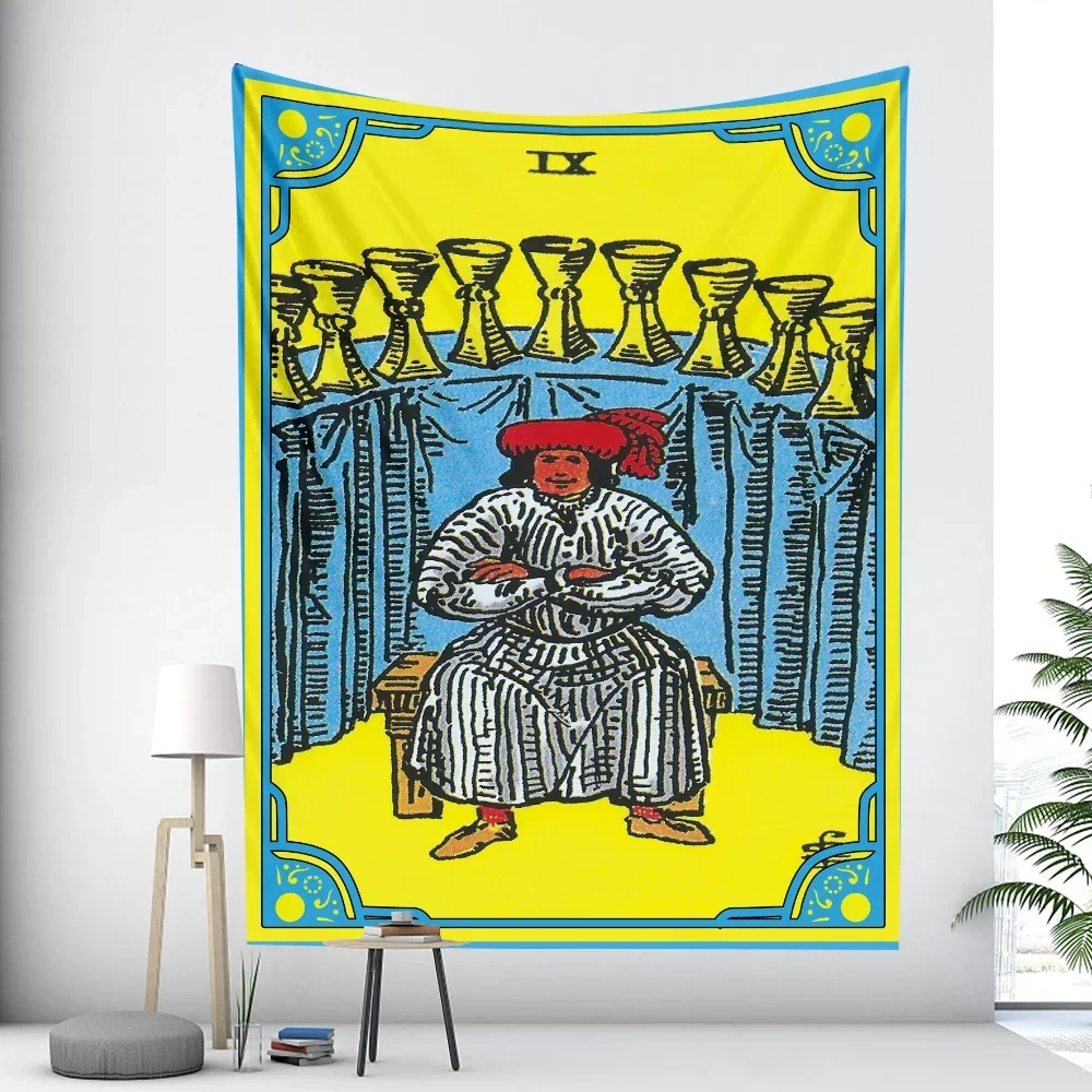 Tarot card divination witchcraft home decoration art tapestry psychedelic scene bohemian wall hanging bed sheet beach towel