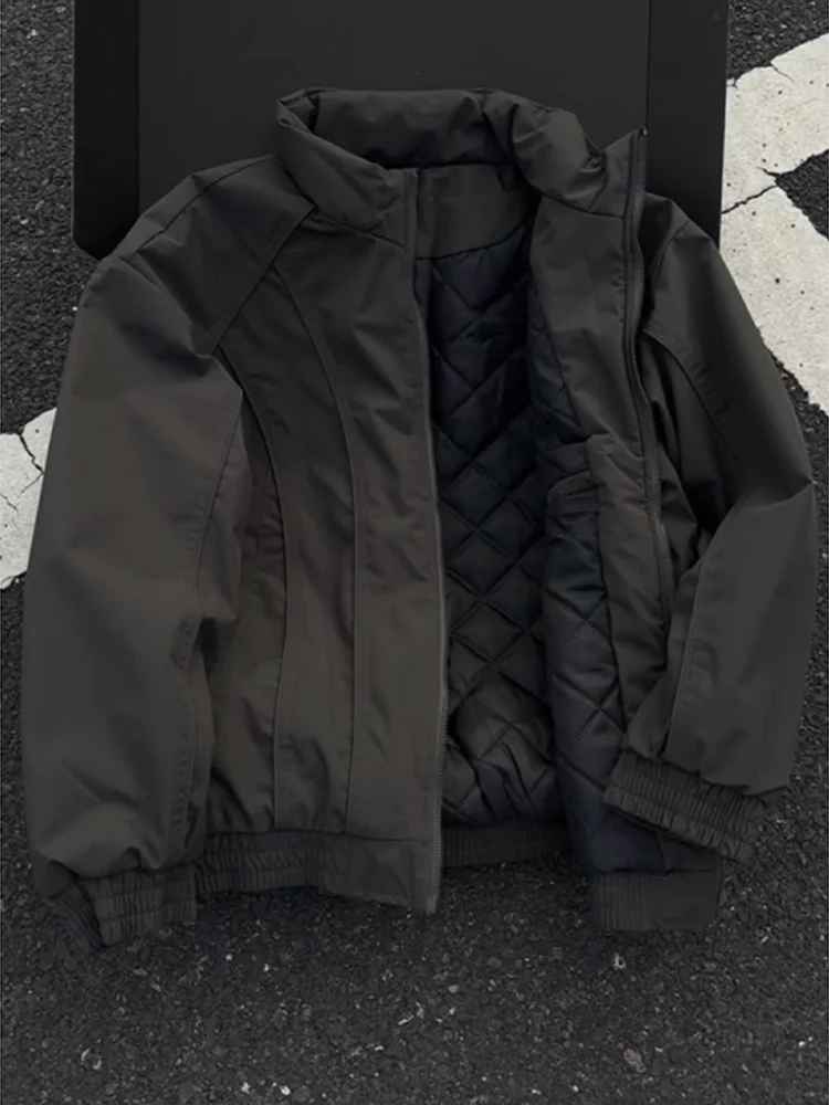 

Cleanfit Deconstructed Stand Collar Pilot Jaet Thiened Cotton Men's Winter Coat Youthful ular Loose Fit Long Sve