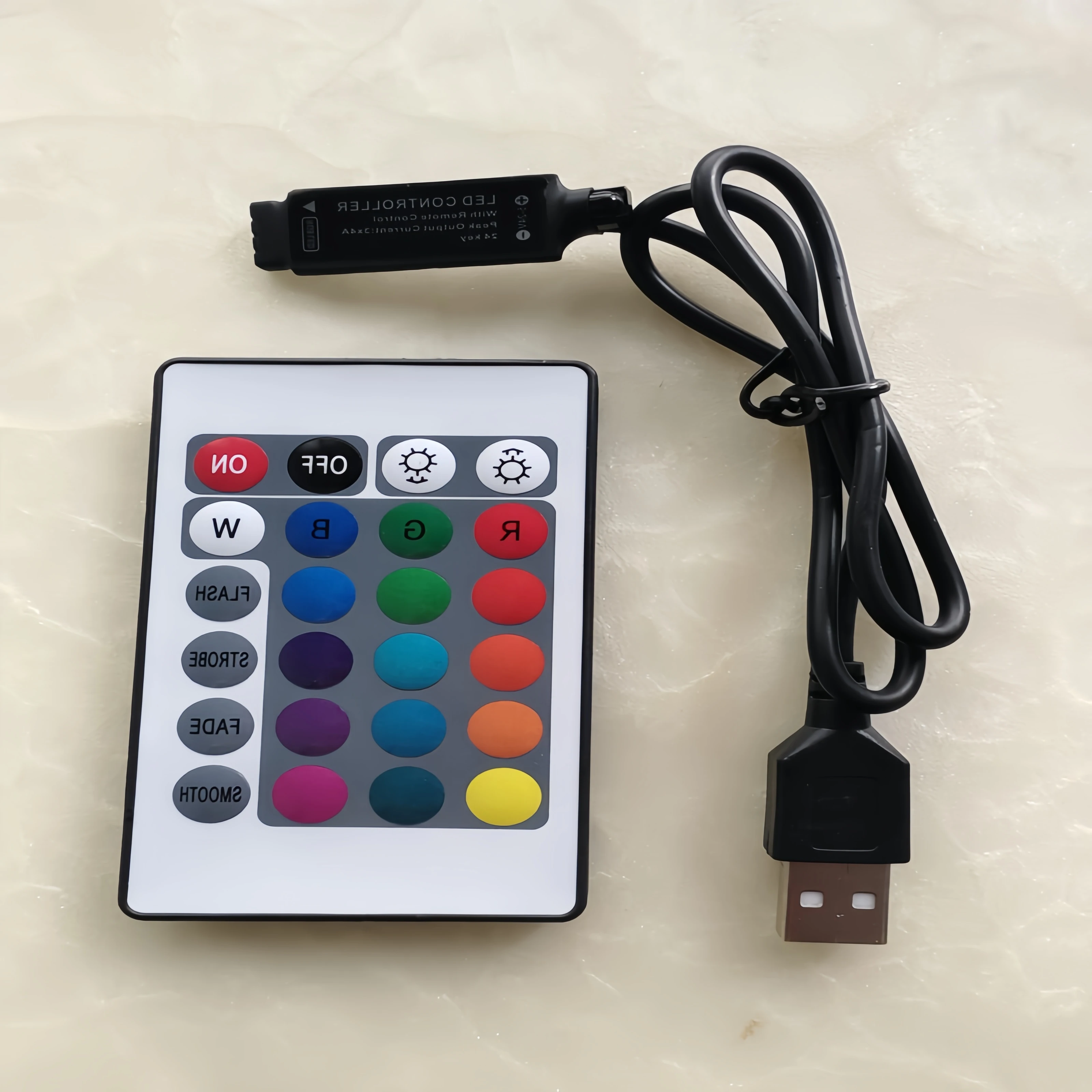 RGB Controller DC5v USB 5V BT 24 Keys RF Remote Wireless Controller for COB SMD 3528 5050 RGB Tape Lights