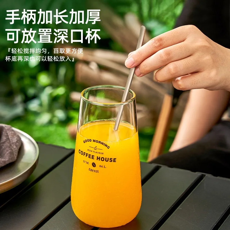 Pure Titanium Long Handle Bar Spoon Hand Beaten Coffee Stirring Spoon Lemon Dessert Mixing Spoon Bartending Special Stir Stick - view 4
