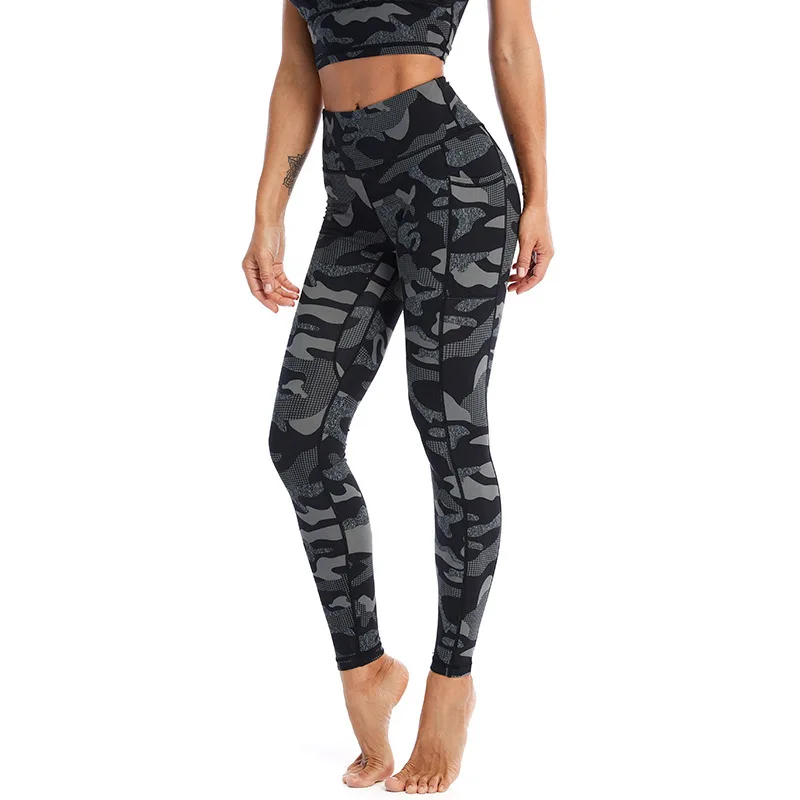 Mallas deportivas de estiramiento alto con estampado Floral para mujer, pantalones deportivos con bolsillos, pantalones de camuflaje para batalla para exteriores, ropa de calle 7Z