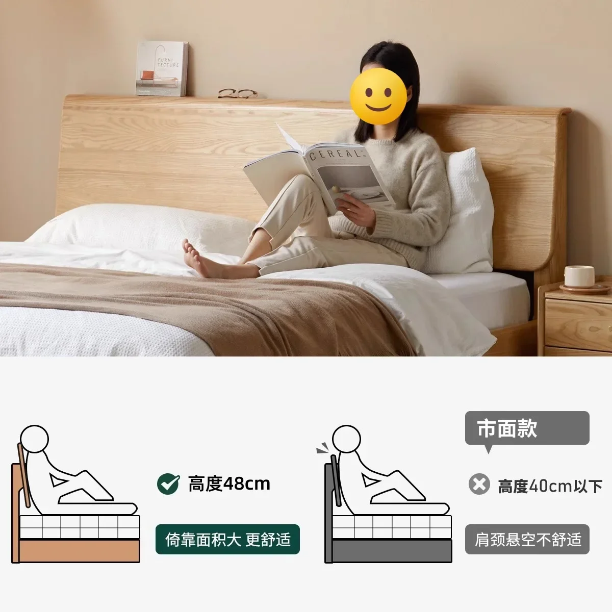 

Double bed Nordic home log bed Master bedroom 1.8 meters double