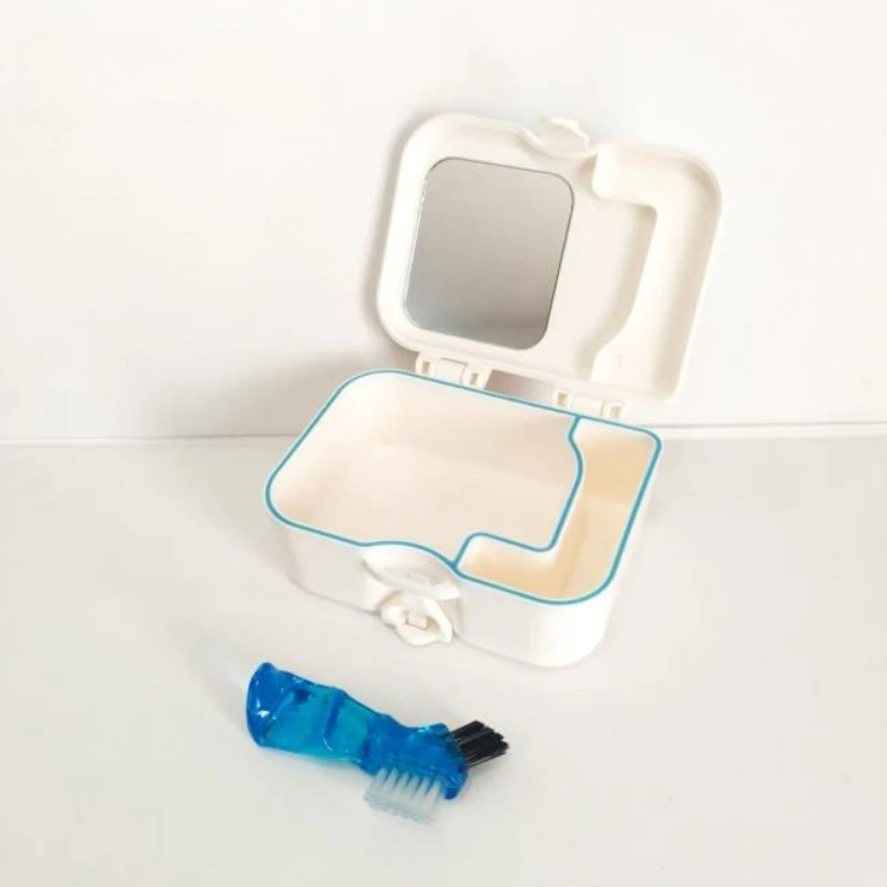 5Pcs Dental With Mirror Brush Fake Tooth Box To Orthodontics Mirrors Toothbrush Denture Storage Orthodontic Placement Case