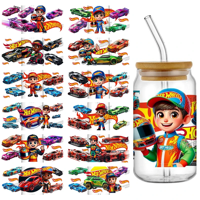 สติกเกอร์ลายการ์ตูนฮอตวีลส์ยอดนิยม 20 แบบ ขนาด 16 ออนซ์ แบบ UV DTF 3 มิติ ใช้งานง่าย สำหรับตกแต่งแก้ว กระป๋อง ถ้วย ของขวัญวันเกิด DIY สร้างสรรค์