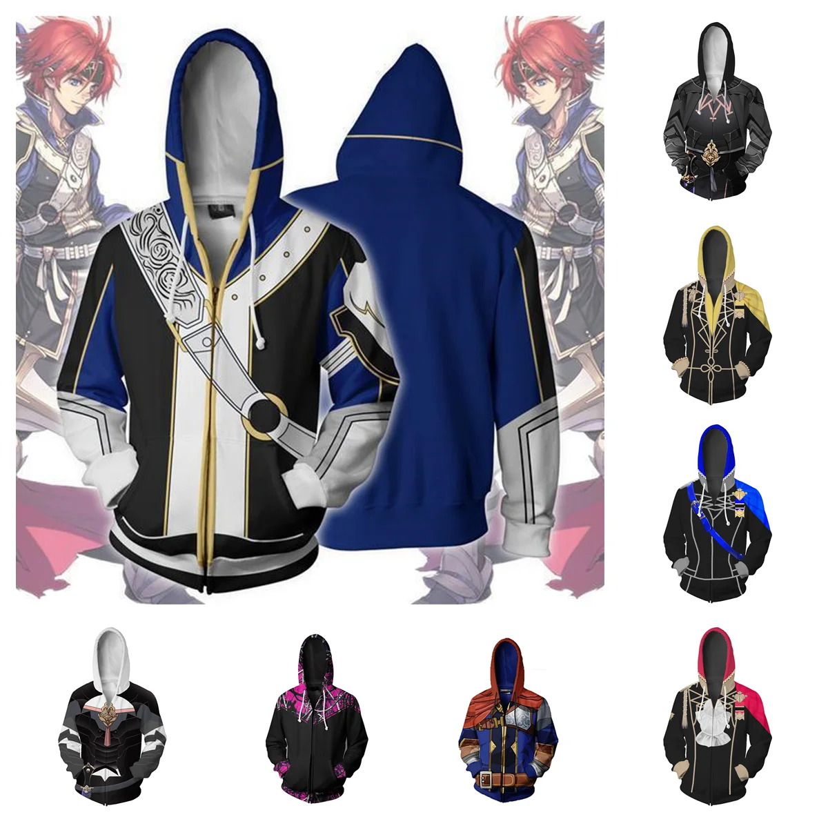 

Game Fire Emblem ThreeHouses Hoodies Shez Sweatshirt Sothis Cosplay Clothes Edelgard Von Fresberg Jacket Zipper Hooded Hoody