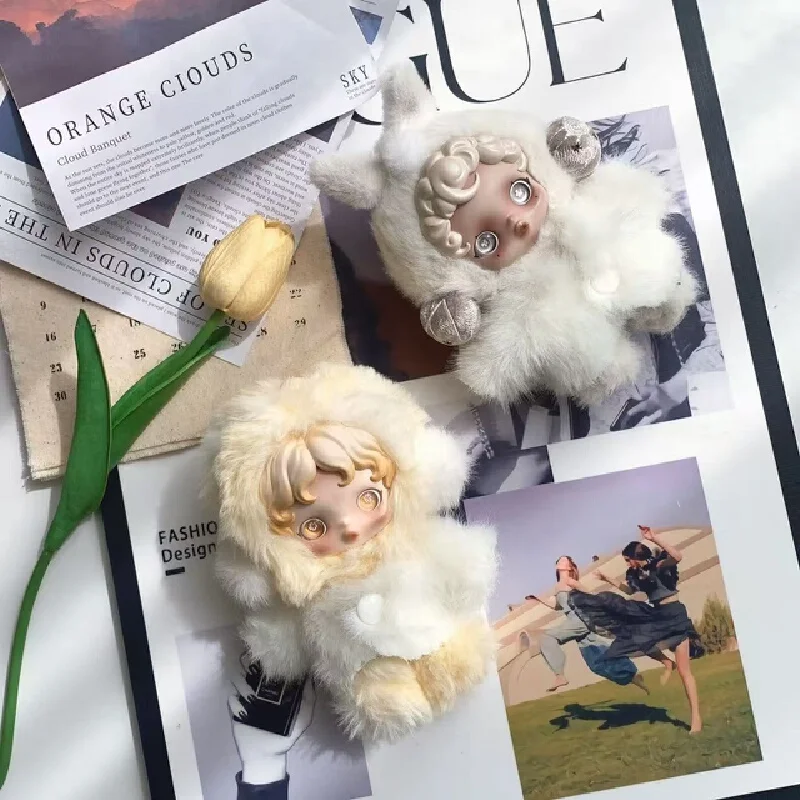 Only clothes no dolls for 17cm Labub West Highland Ear-hanging Rabbit Winter faux fur fur Coat Warm and trendy button clothes