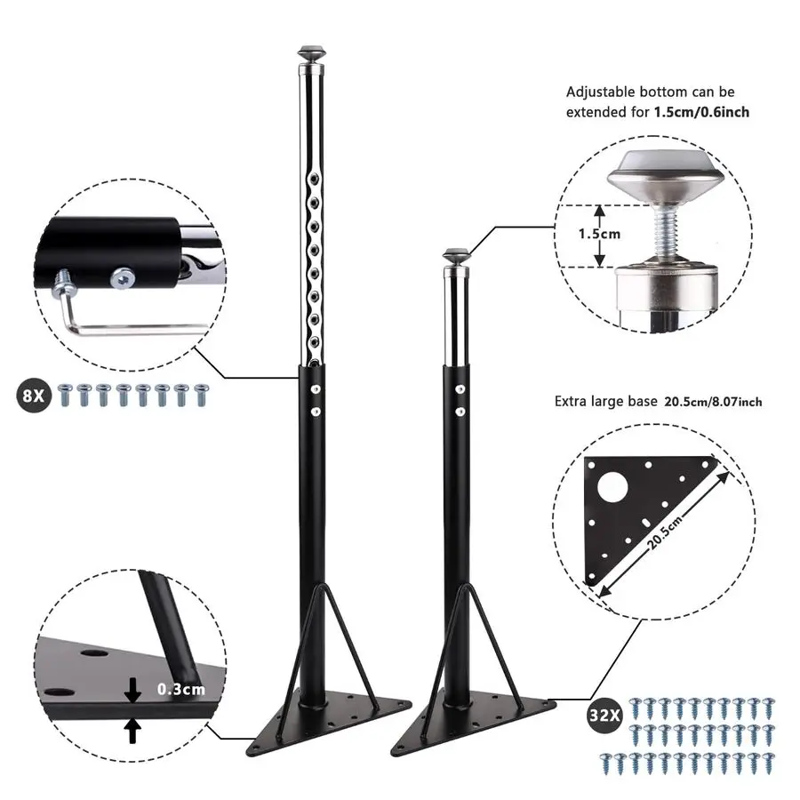 Factory Direct 2026 Adjustable Table Legs, 2030 inch for Activity amp Office Tables Set of 4 Black
